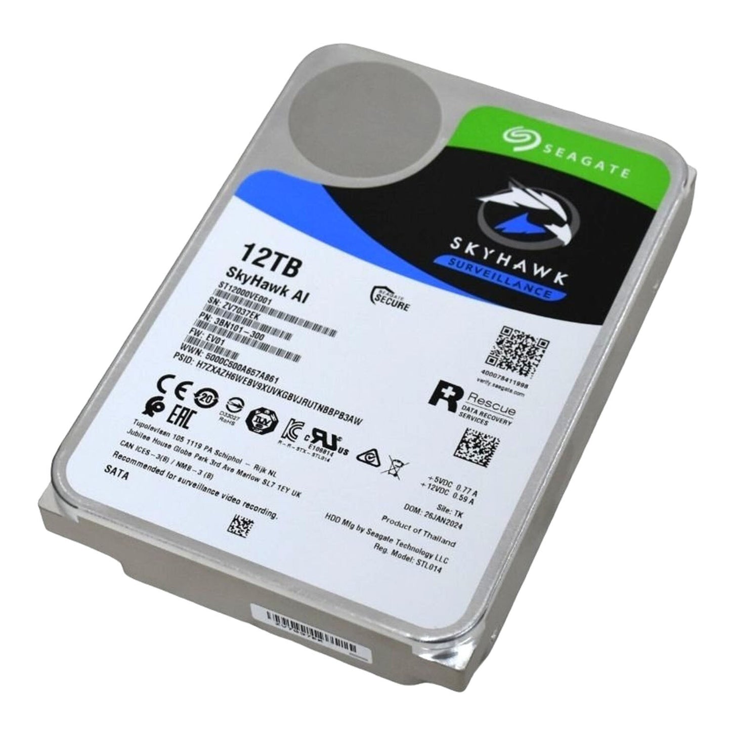Seagate ST12000VE001 Skyhawk AI 12TB 7.2K SATA 6Gb/s 512e 3.5" Hard Drive HDD