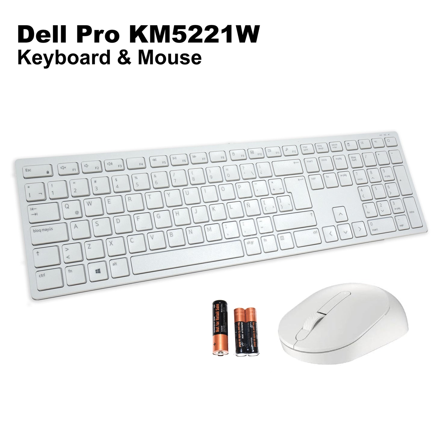 Dell KM5221W Pro White 2.4GHz Latin QWERTY Wireless Keyboard and Mouse HGX2K