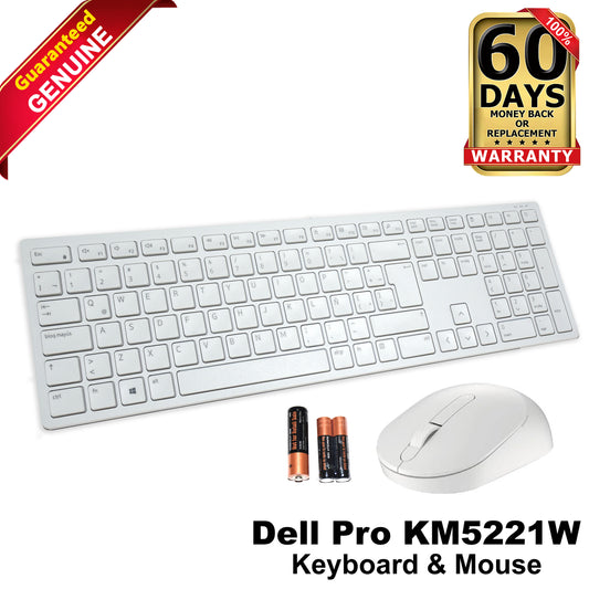 Dell KM5221W Pro White 2.4GHz Latin QWERTY Wireless Keyboard and Mouse HGX2K
